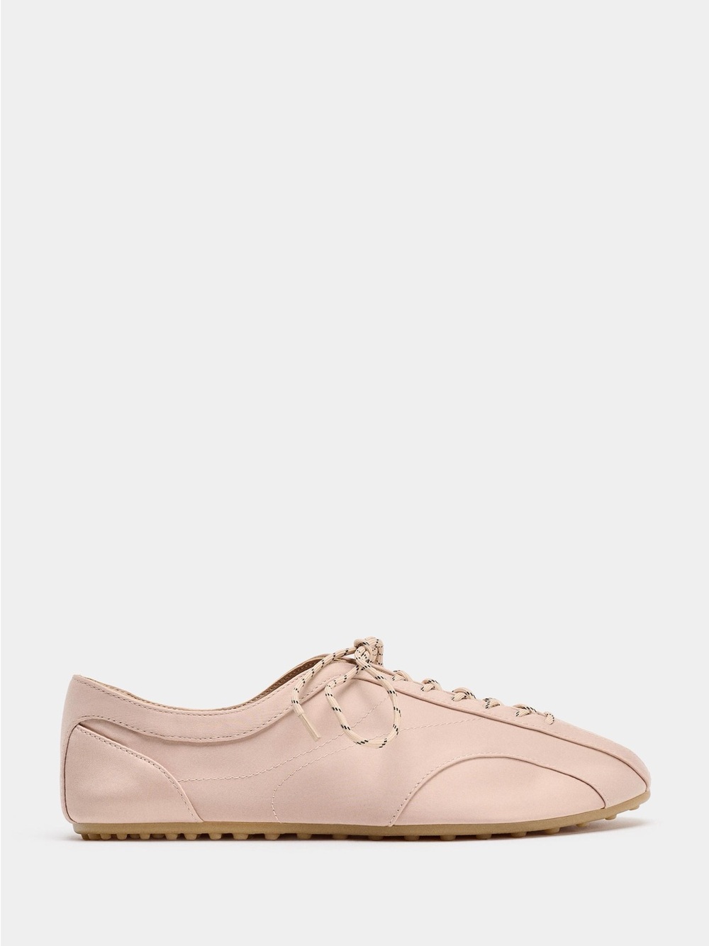 Zara Satin Lace Up Ballet Flats Pink Minimalist Shoes EU 38 Sold Out